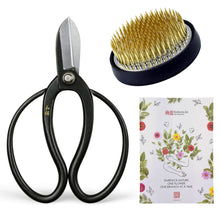 Load image into Gallery viewer, Ikebana.be Flower Arrangement Beginner Kit | Made in Japan – Wazakura Koryu Scissors, Brass Kenzan, & Illustrated Guide