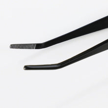 Load image into Gallery viewer, Black Coated Bonsai Curved Tip Tweezer with Spatula 8.6"(220mm) - Wazakura Japan