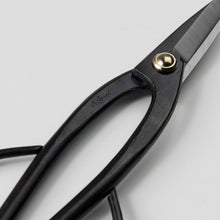 Load image into Gallery viewer, Close up on the Ashinaga Bonsai Scissors engraving on the handle