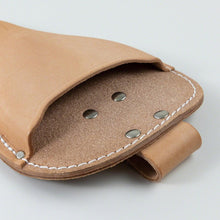 Load image into Gallery viewer, close up on the pokect entry of the leather holster