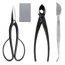 Load image into Gallery viewer, Ashinaga 4PCS Japanese Bonsai Essential Kit [ Premium Carbon Steel Ashinaga Scissors + Concave Cutter + Tweezers + Sap Eraser ] (Copy)
