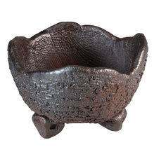 Load image into Gallery viewer, Bronze or copper-colored ceramic bowl with textured surface on a white background
