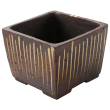 Load image into Gallery viewer, [ Tokoname Series ] Striped Square Bonsai Pot 4.1"(105mm) - Wazakura Japan
