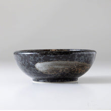 Load image into Gallery viewer, [ Minoyaki Series ] Small Ikebana Vase Round 5"(128mm) Black with Brown White Brush - Wazakura Japan
