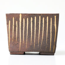 Load image into Gallery viewer, [ Tokoname Series ] Striped Square Bonsai Pot 4.1"(105mm) - Wazakura Japan
