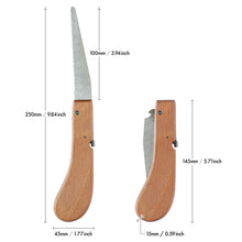 Load image into Gallery viewer, holding saw with dimension information

