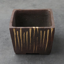 Load image into Gallery viewer, [ Tokoname Series ] Striped Square Bonsai Pot 4.1"(105mm) - Wazakura Japan
