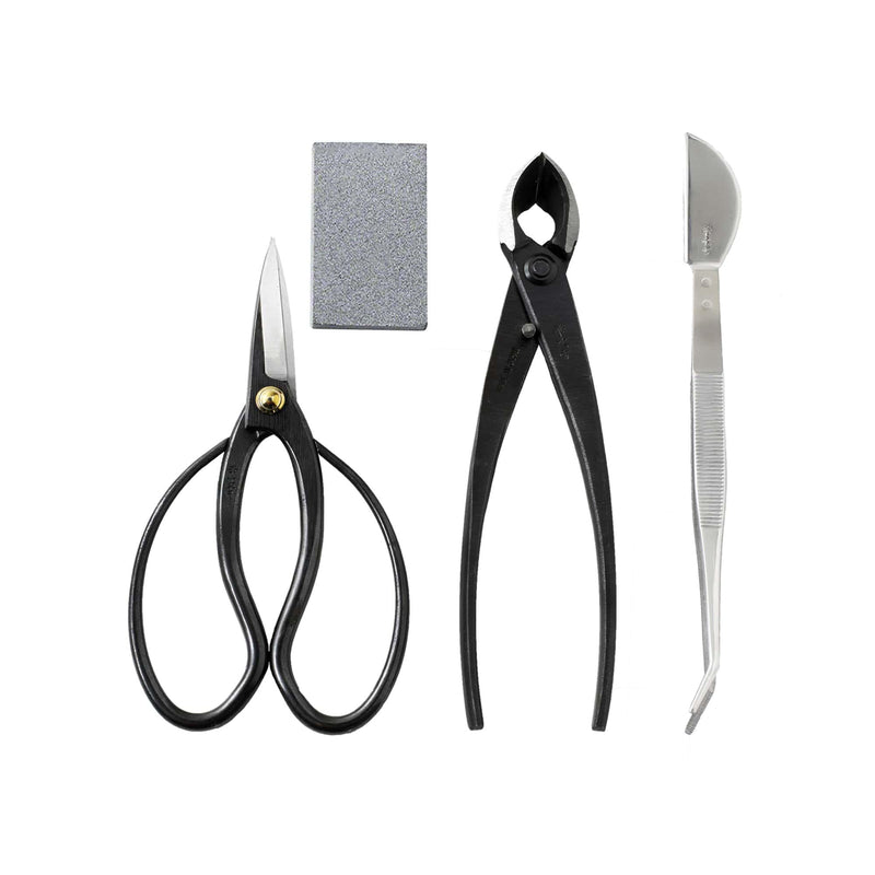 4PCS Japanese Bonsai Essential Kit [ Scissors + Concave Cutter + Tweezers + Sap Eraser ]